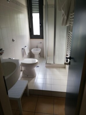 双人房或双床房 | 浴室 | 淋浴设施、免费洗浴用品、吹风机、毛巾