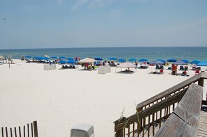 On the beach, beach towels