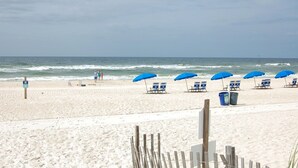 On the beach, beach towels