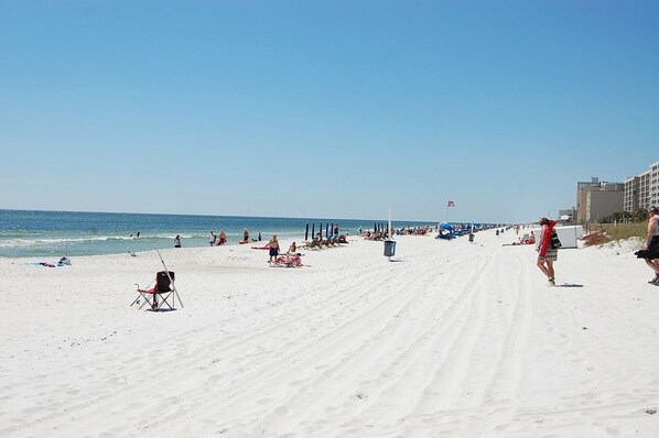 On the beach, beach towels