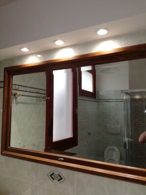 Habitación Deluxe con 1 cama doble o 2 individuales, baño privado (External) | Baño | Ducha y cabezal de ducha tipo lluvia