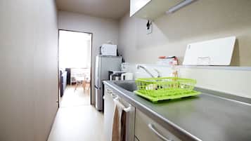 Fridge, microwave, oven, electric kettle