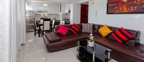 Family Condo, 3 Bedrooms | Living area | Smart TV, DVD player