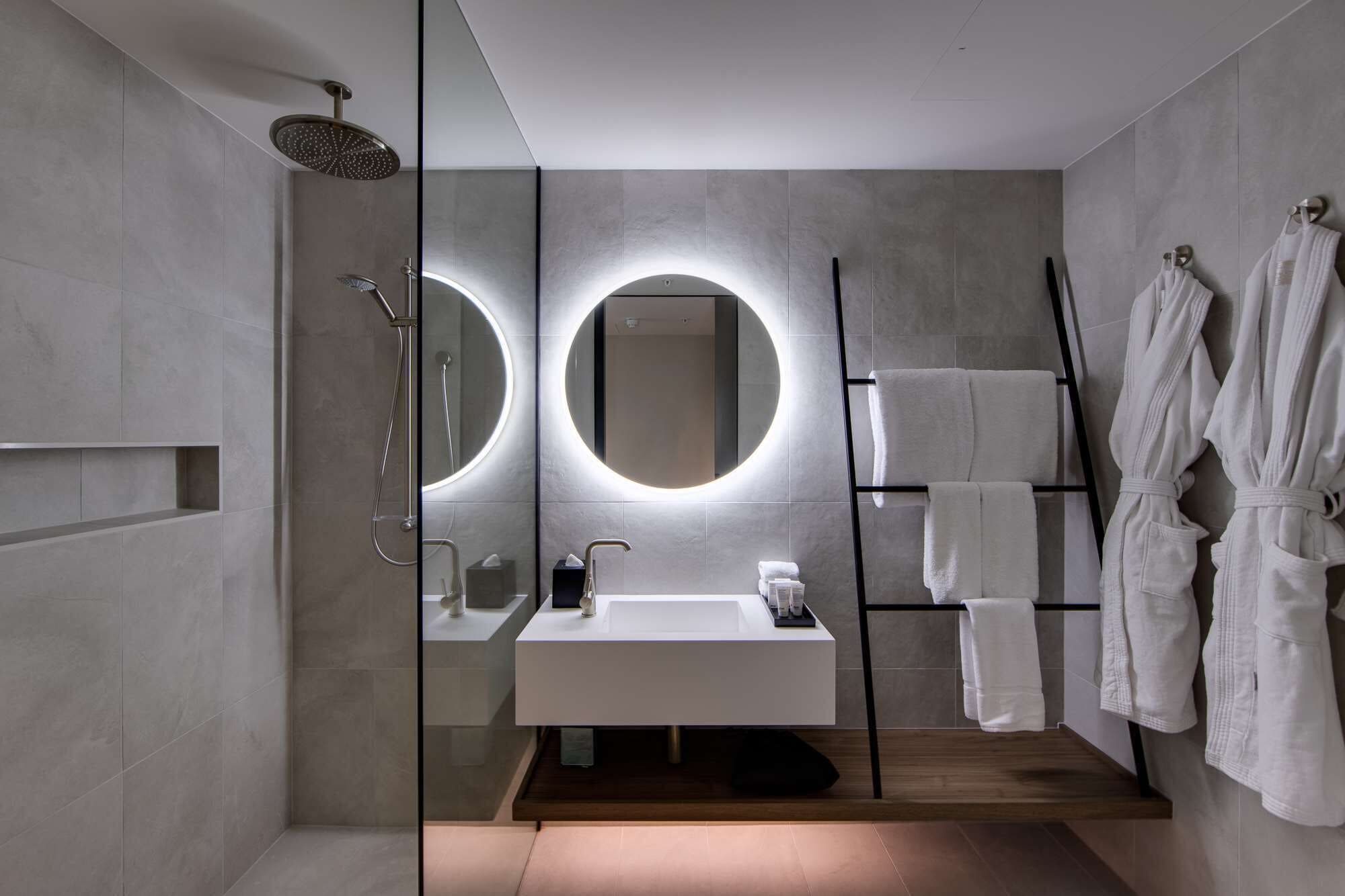 cathedral studio king | bathroom | shower, rainfall showerhead, designer toiletries, hair dryer