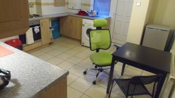 Fridge, microwave, oven, electric kettle