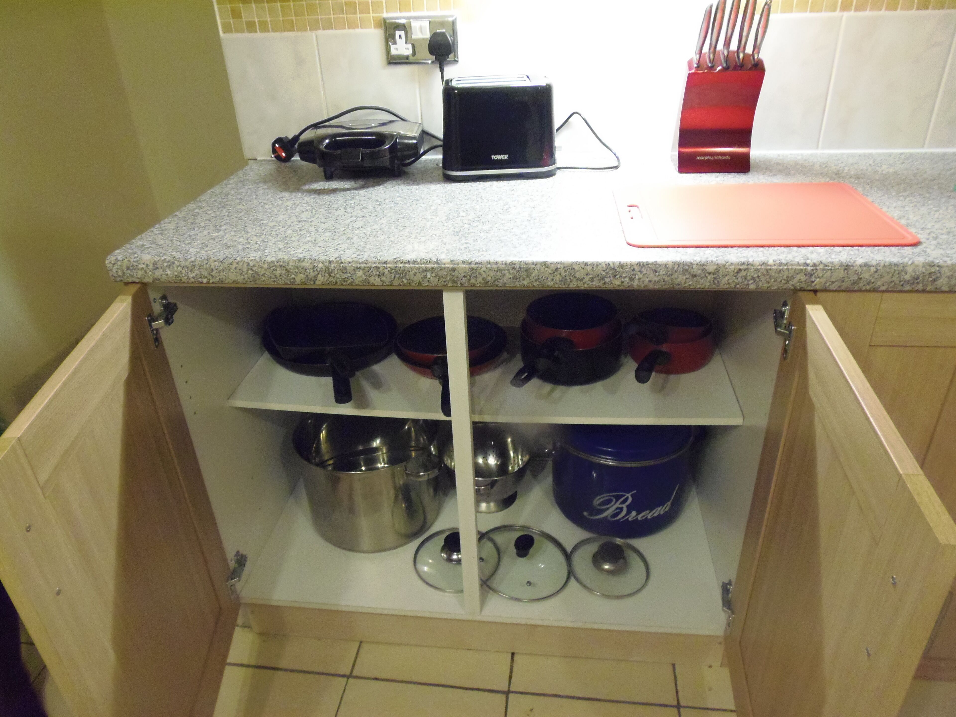 Fridge, microwave, oven, electric kettle
