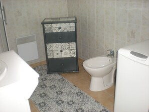 Regadera, secadora de cabello, toallas, papel de baño 