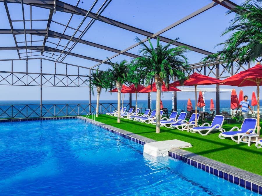 Indoor pool, open 9:00 AM to 5:00 PM, sun loungers