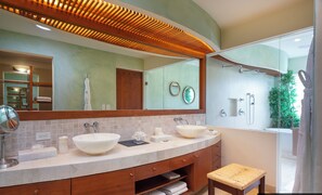 Bathtub, hair dryer, towels, soap