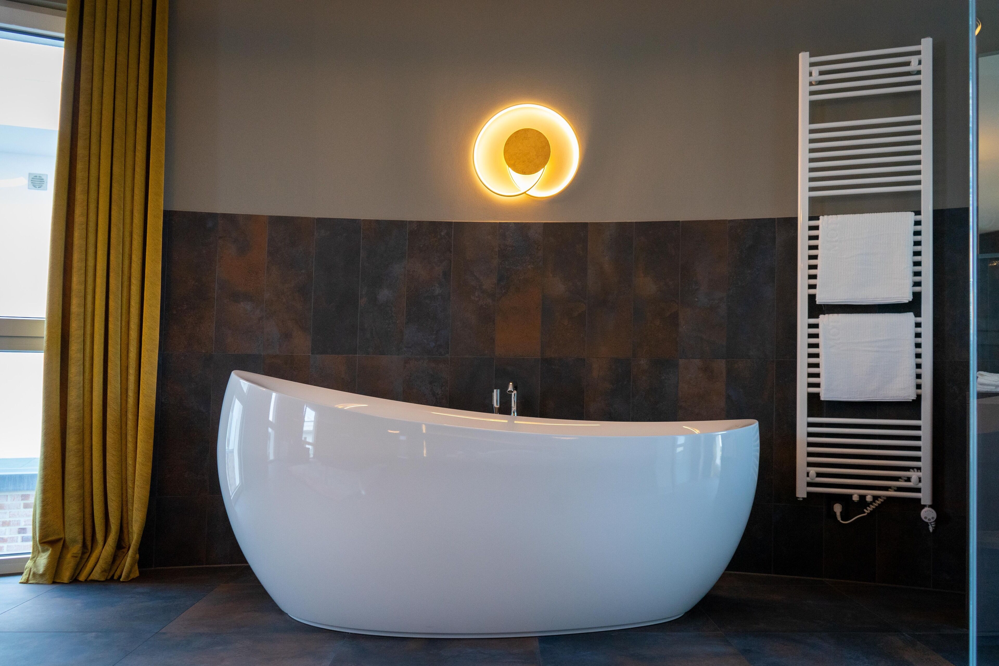 superior double room | bathroom | shower, hair dryer, slippers, heated floors