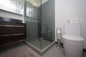 Apartment, 2 Bedrooms | Bathroom | Shower, hair dryer, towels, soap