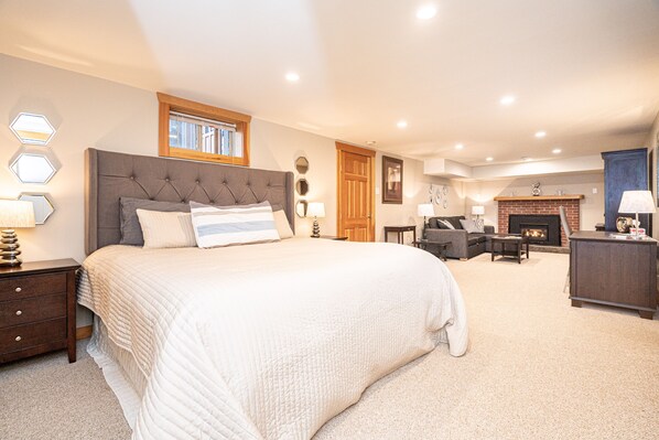 1 bedroom, desk, iron/ironing board, travel cot