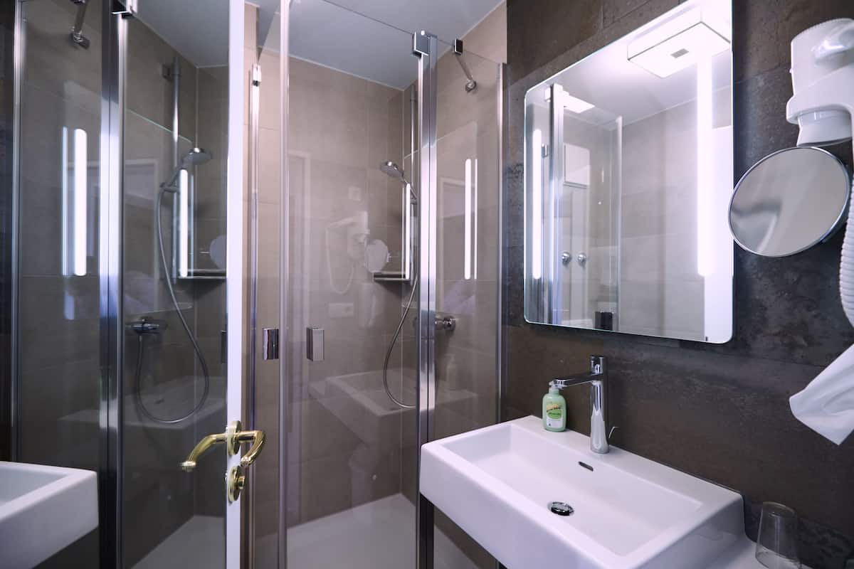 free toiletries, hair dryer, towels, soap