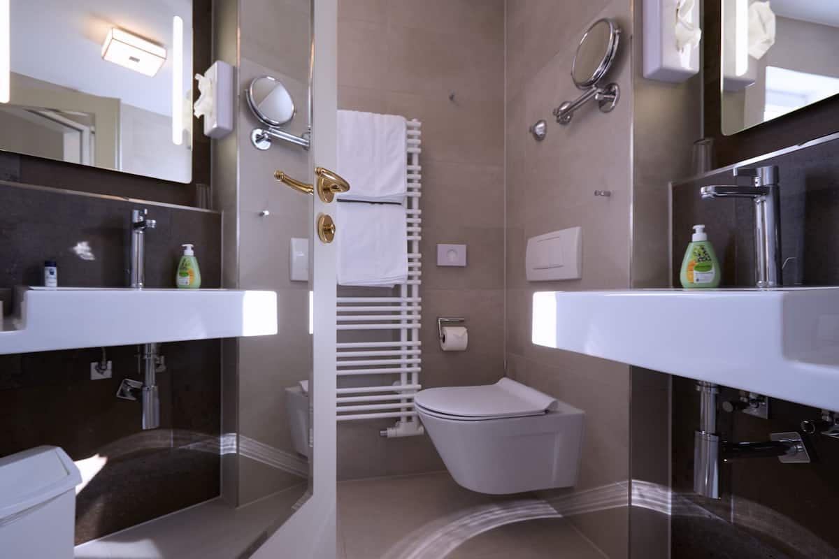 free toiletries, hair dryer, towels, soap