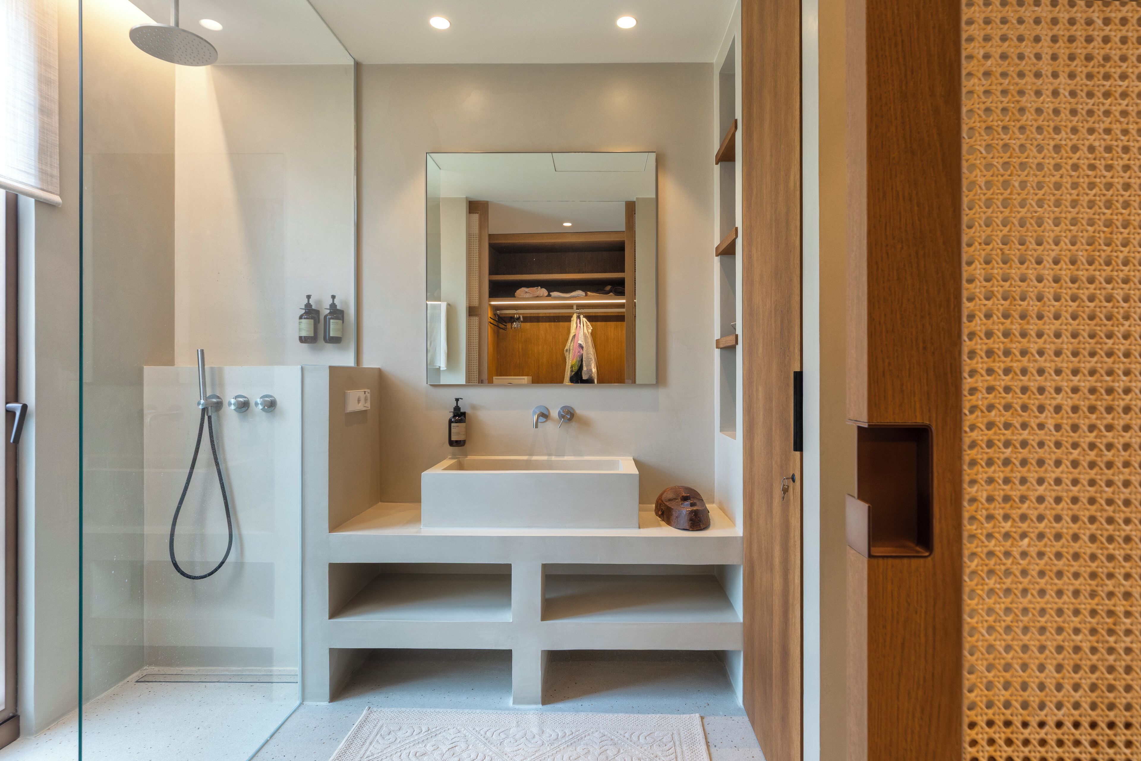 luxury apartment | bathroom | eco-friendly toiletries, hair dryer, towels, soap