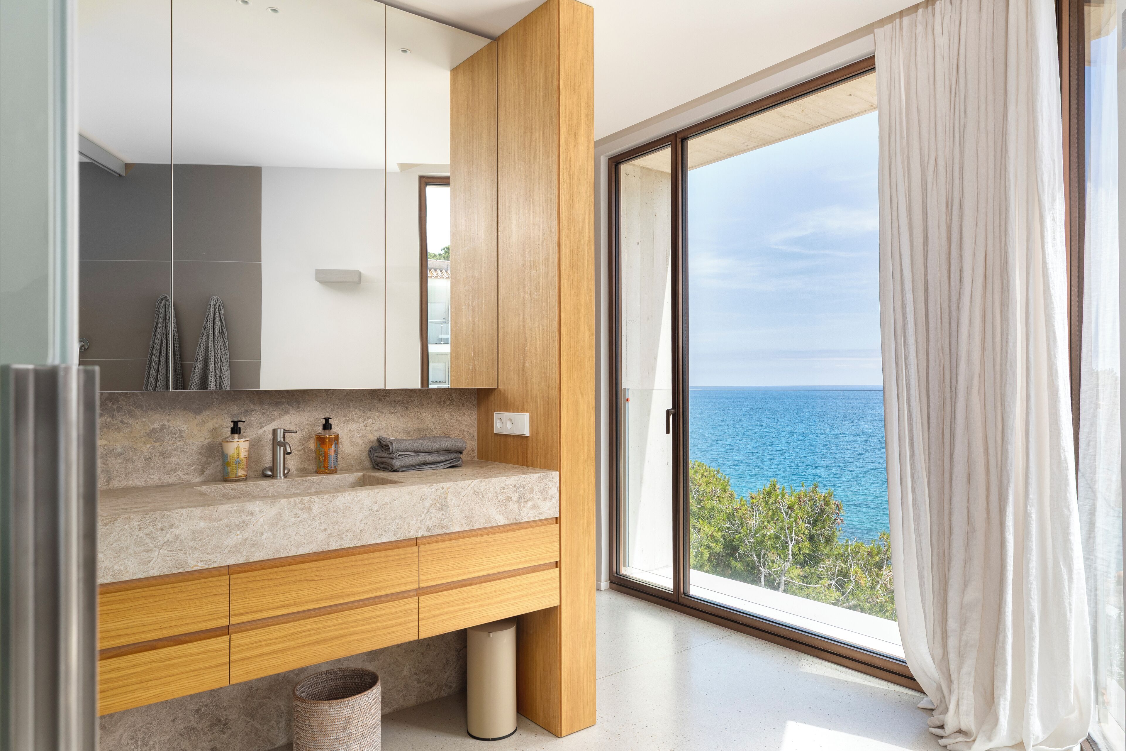 luxury apartment | bathroom | eco-friendly toiletries, hair dryer, towels, soap