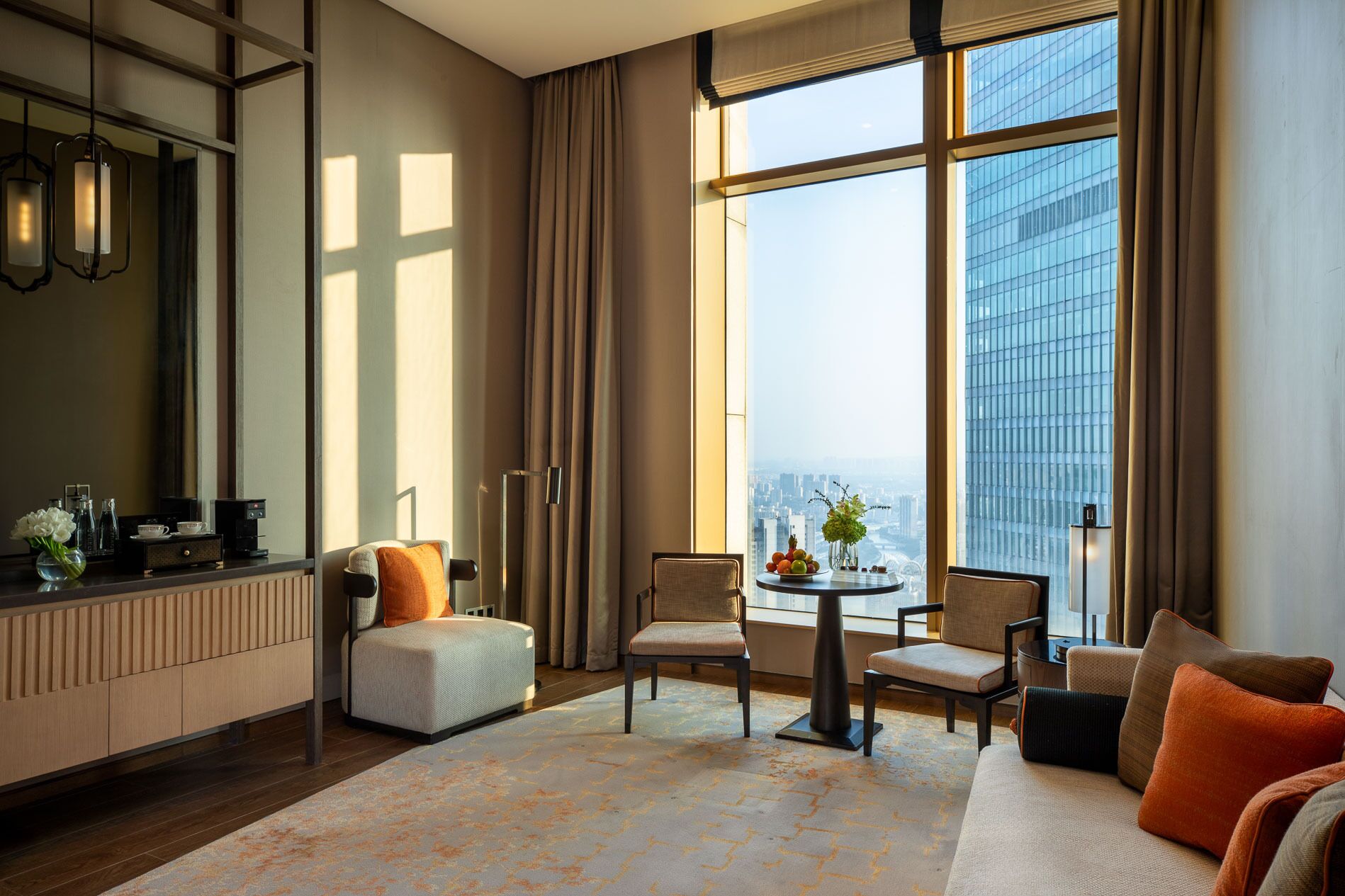 premier twin room | living area | 46-inch lcd tv with cable channels, tv