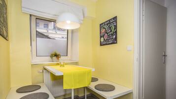 Apartment | Private kitchen | Fridge, microwave, stovetop, espresso maker