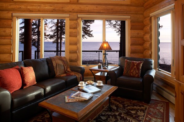 Temperance Landing 3 Bedroom Log Cabin | Living area | Flat-screen TV, DVD player, iPod dock