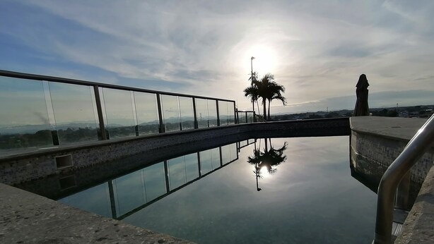 Outdoor pool, pool umbrellas