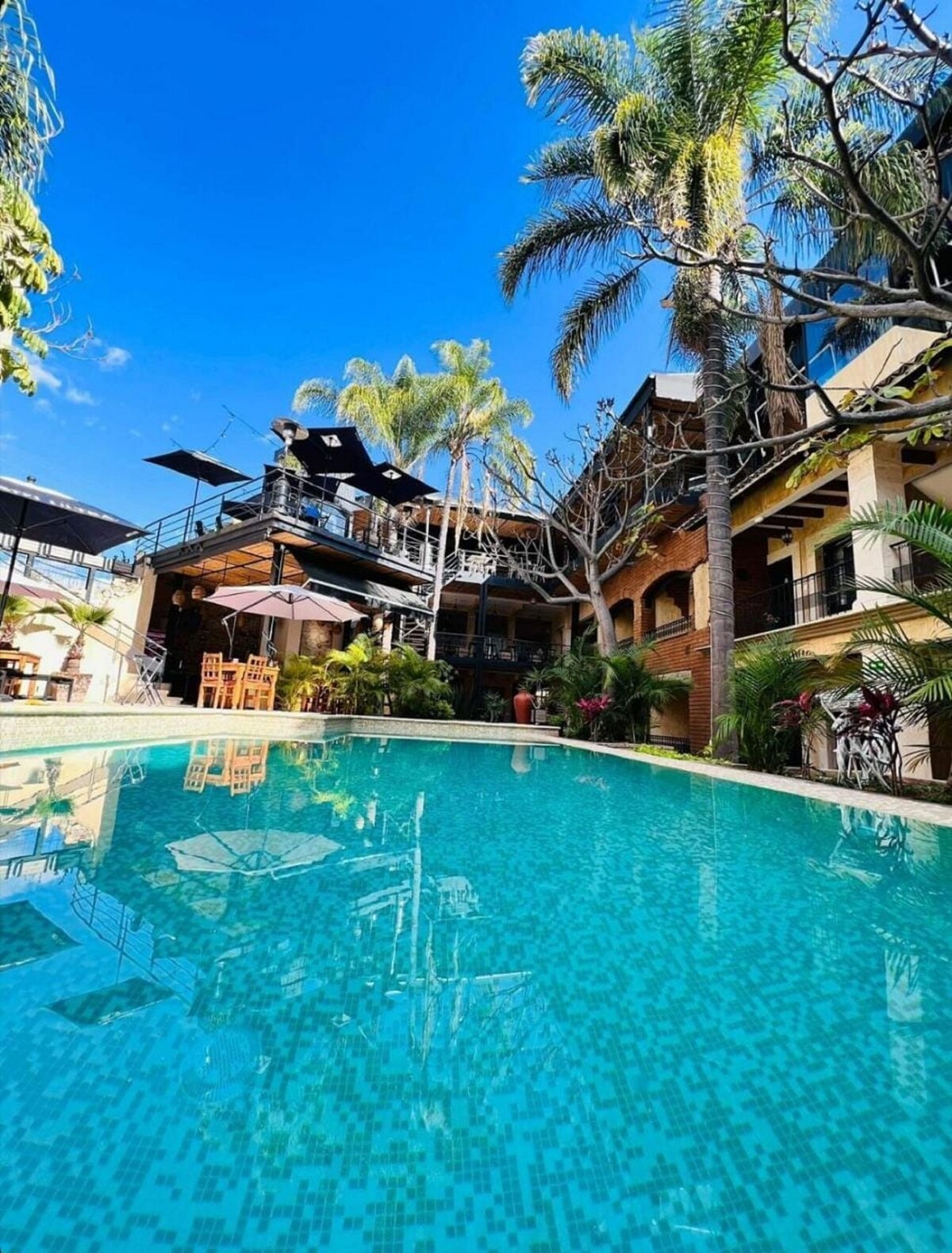 pool at Casa de Adobe Hotel in oaxaca city, mexico