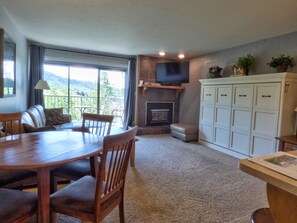 Condo | Living room - Lift Tickets Heart Of The Base with Private Deck & Fireplace (Steamboat Springs)