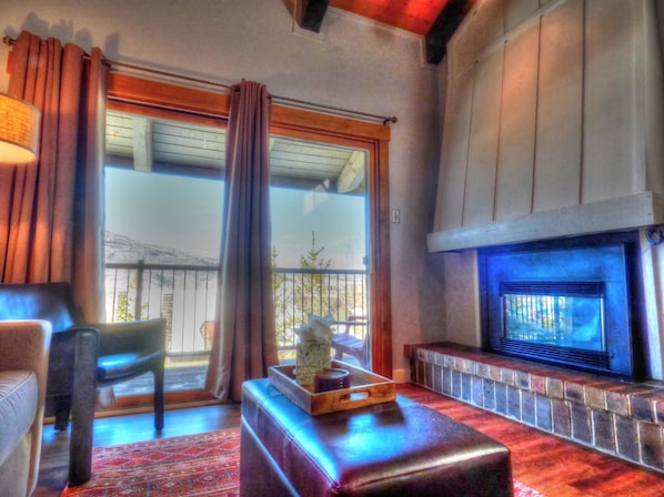 Condo | Living room | TV, fireplace, DVD player - Lift Tickets Pool, Hot Tubs, Shuttle & Private Deck Mountain Village (Steamboat Springs)