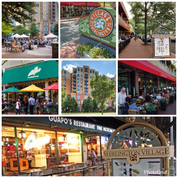 Experience the vibrant atmosphere of Shirlington Village, where local dining and community events come alive.