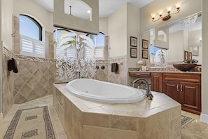 Bathtub, hair dryer, towels
