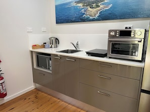 Fridge, microwave, oven, electric kettle