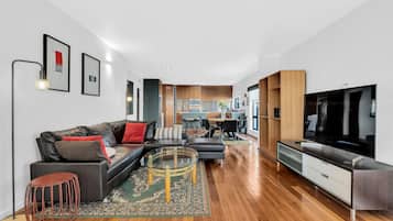 Smart TV, DVD player, books, video library