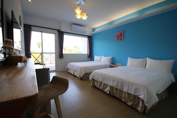 Desk, blackout curtains, free WiFi