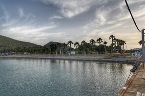 Beach nearby, sun-loungers, beach umbrellas