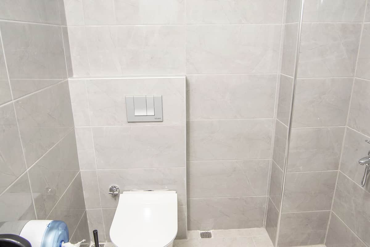 shower, hair dryer, bathrobes, slippers