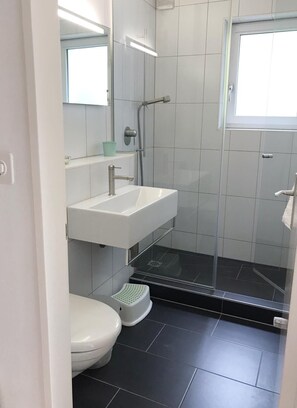 SĂšche-cheveux, serviettes fournies, shampoing, papier toilette