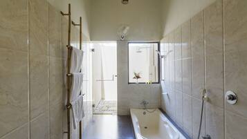 Suite, River View | Bathroom | Eco-friendly toiletries, hair dryer, towels, soap