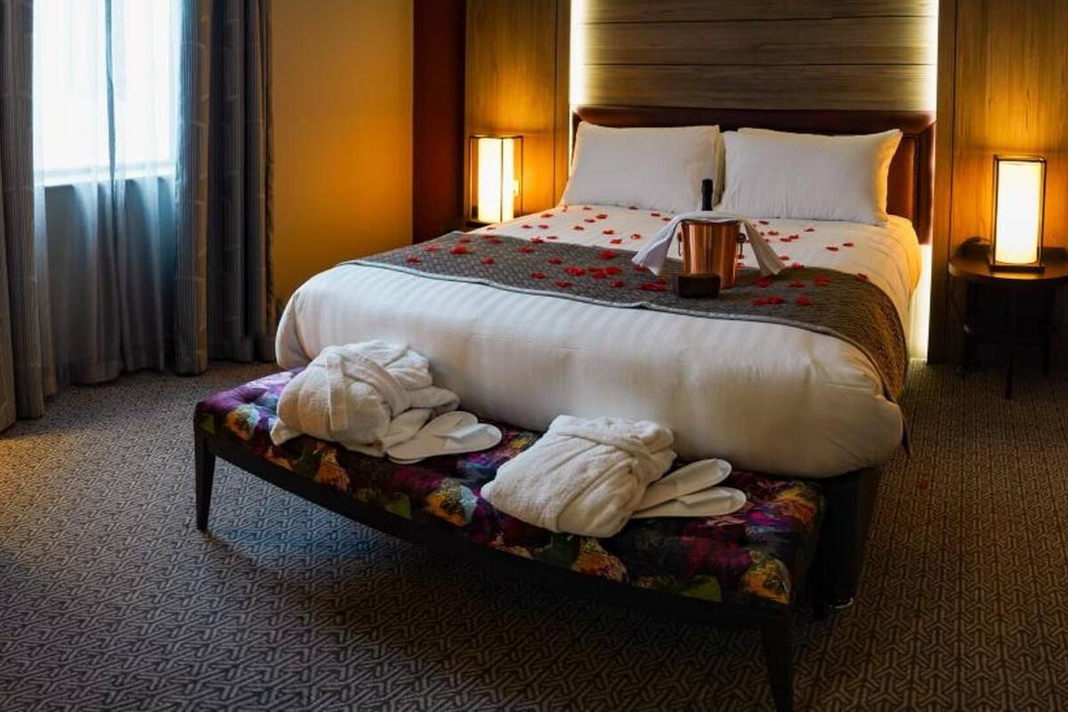 junior double room | in-room safe, individually decorated, desk, laptop workspace