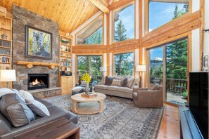 スマートテレビ、暖炉、DVD プレーヤー、ステレオ