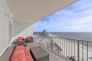 A balcony with a view of the beach and ocean. - Seawind 1703 by Liquid Life (Gulf Shores)