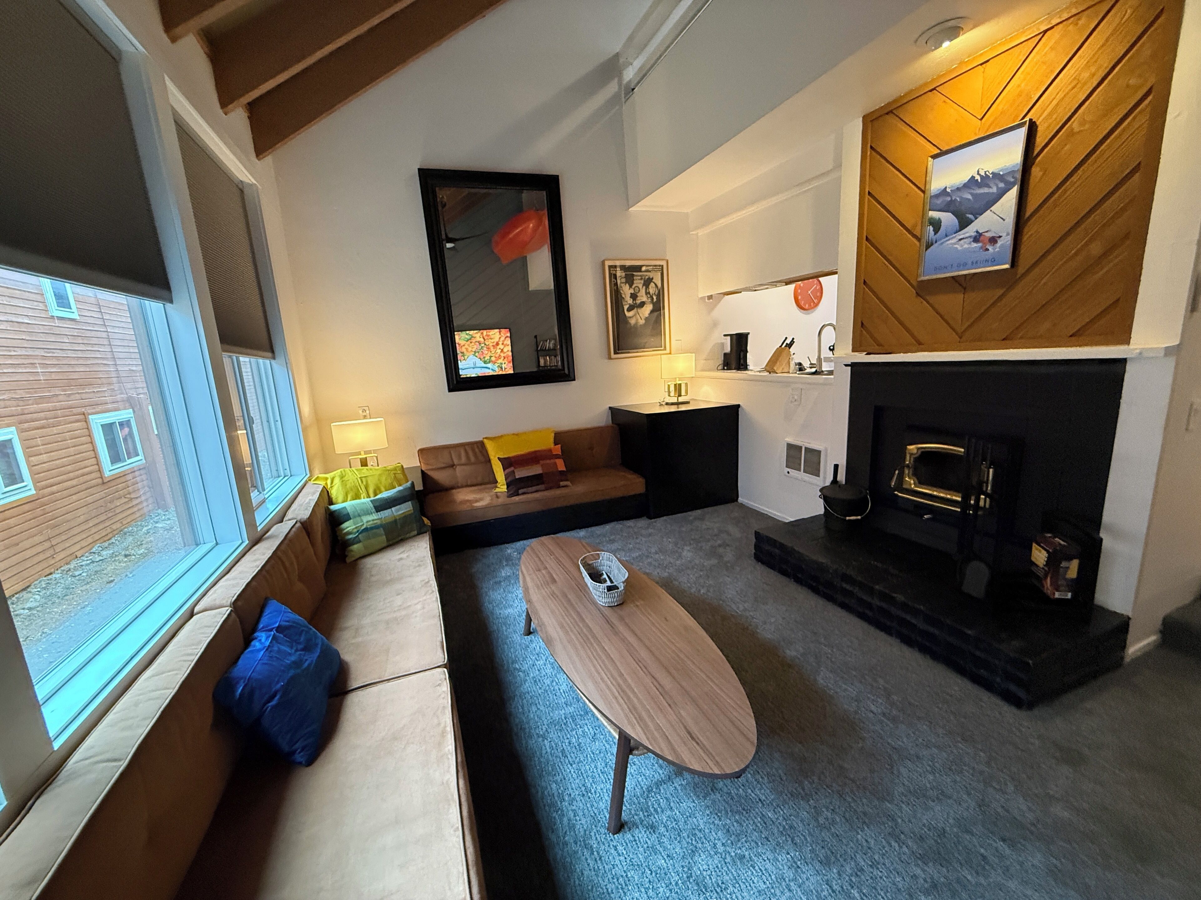 Smart TV, fireplace, DVD player, video library