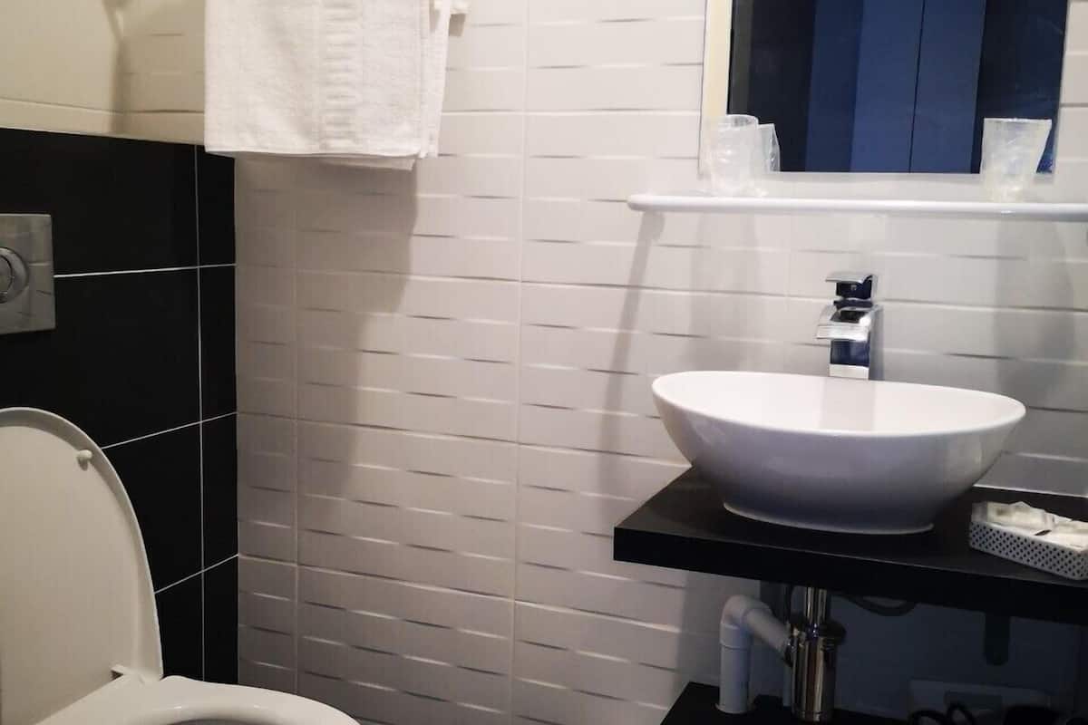 free toiletries, hair dryer, towels