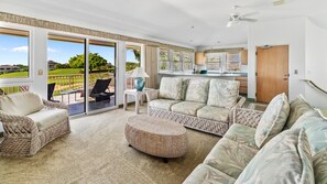 TV, books, offices - Kiahuna Ohana Hale By Parrish Kauai-AC, pool, spa, distant ocean views! (Koloa)