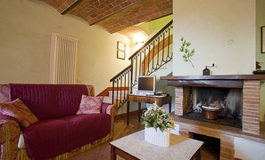 Televisión y chimenea
