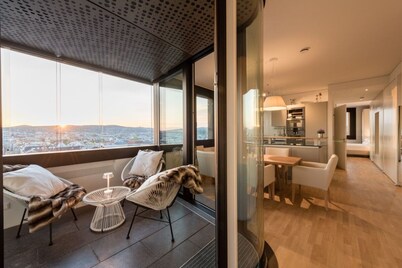 Panoramic suite with view over Vienna, Wi-Fi and parking garage