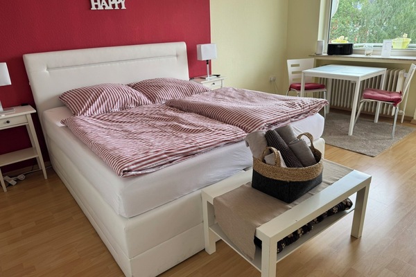 1 habitación, tabla de planchar con plancha y cuna de viaje