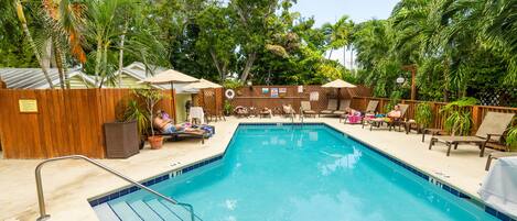 Una piscina al aire libre, una piscina climatizada