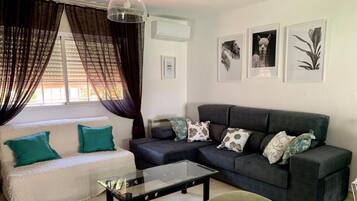 Una televisión, libros, un reproductor estéreo