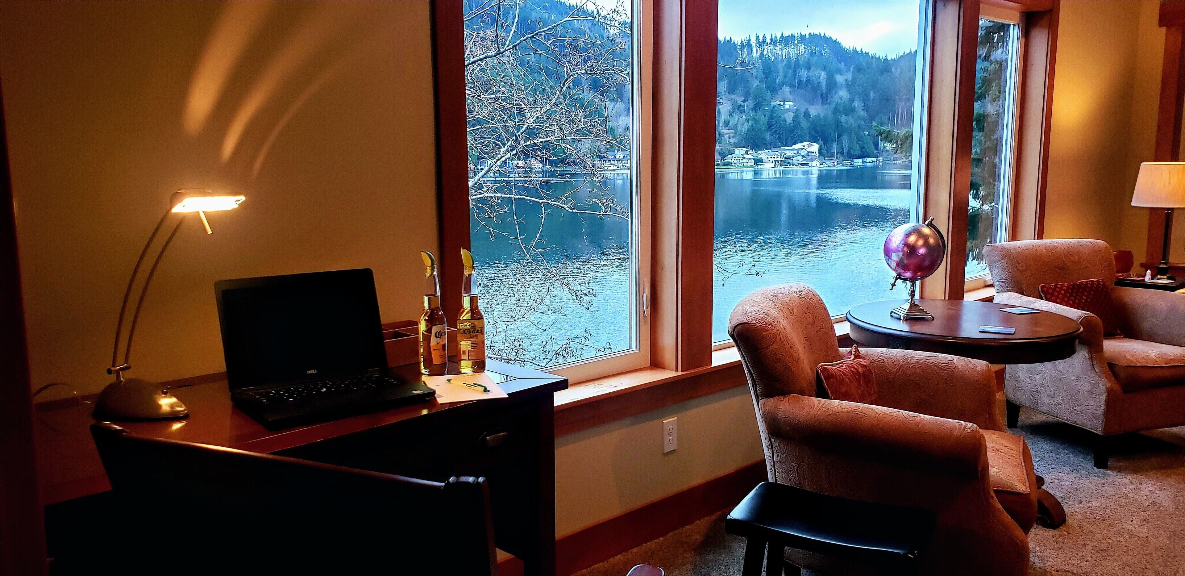 Not a bad view "working from home".  Desk space and High Speed Internet!