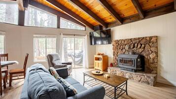 Smart TV, fireplace, computer monitors