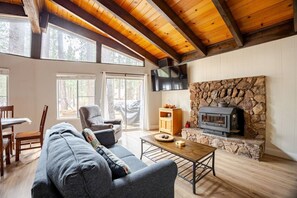 Smart TV, fireplace, computer monitors